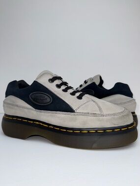 Vintage Dr. Martens MIE 8363 Gray Blue Suede Leather Chunky Buzz Oxfords UK 9